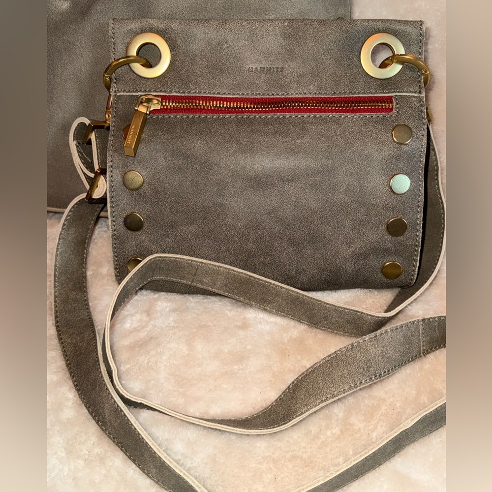 !HAMMITT Bundle! Oliver Leather Taupe Pewter Tote & Tony Small Pewter Crossbody - Picture 11 of 16